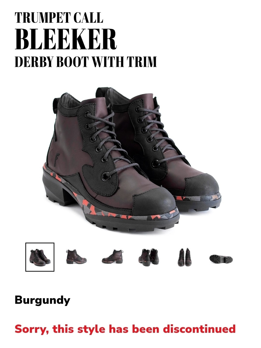 Fluevog RARE Bleeker Burgundy Derby Boot